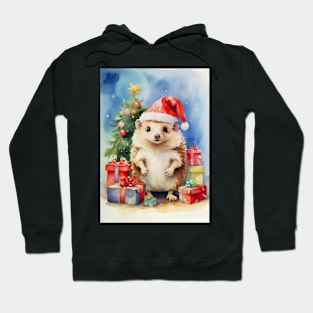 Christmas Hedgehog Watecolour Hoodie